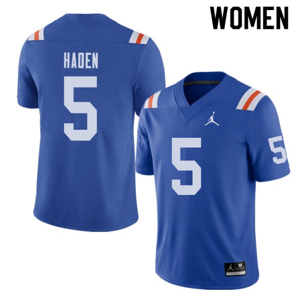 Jordan Brand Women #5 Joe Haden Florida Gators Throwback Alternate College Football Jerseys Royal